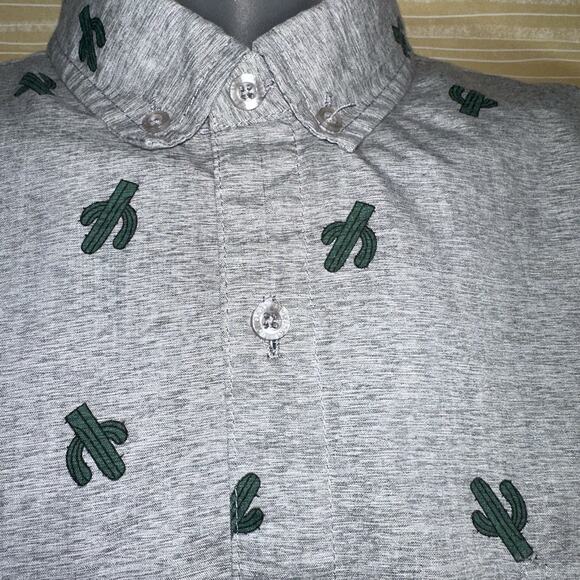 Molokai Surf Co. Men's Grey Cactus Short Sleeve Shirt L 0609 - Picture 1 of 4